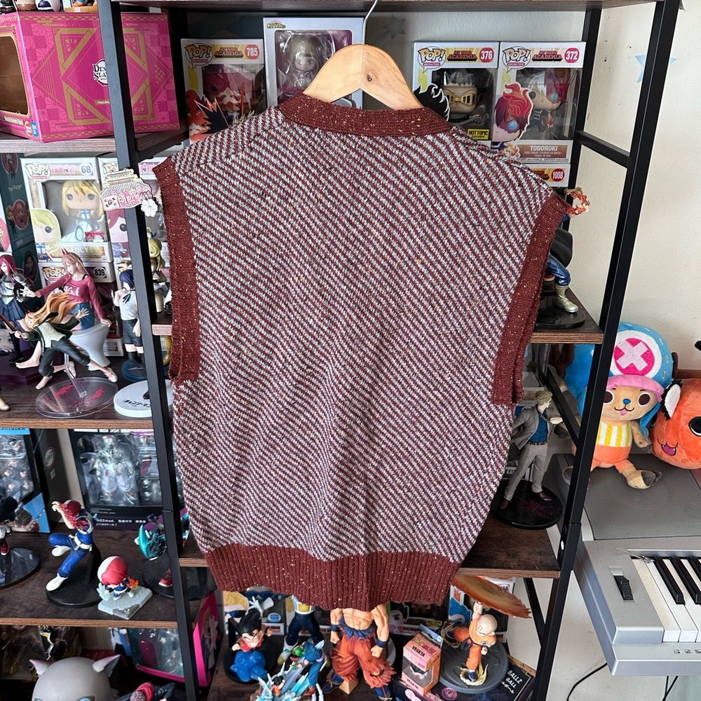 Vintage Himalaya Brown & Cream Knit Sweater Vest Size L Fits M - Picture 3 of 6